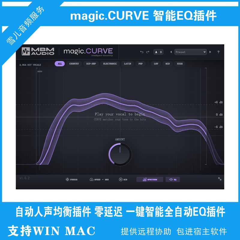 Magic.Curve Intelligent Eq Plug-In Audio Processing Software Automatic Vocal Equalization Zero Delay Win/Mac