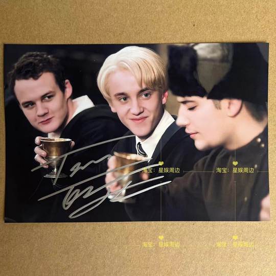 Harry Potter Malfoy Autographed Photo Merchandise, Tom Felton Same Style Autographed Postcard to Give to Friends