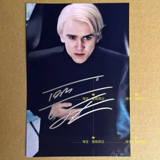 Harry Potter Malfoy Autographed Photo Merchandise, Tom Felton Same Style Autographed Postcard to Give to Friends