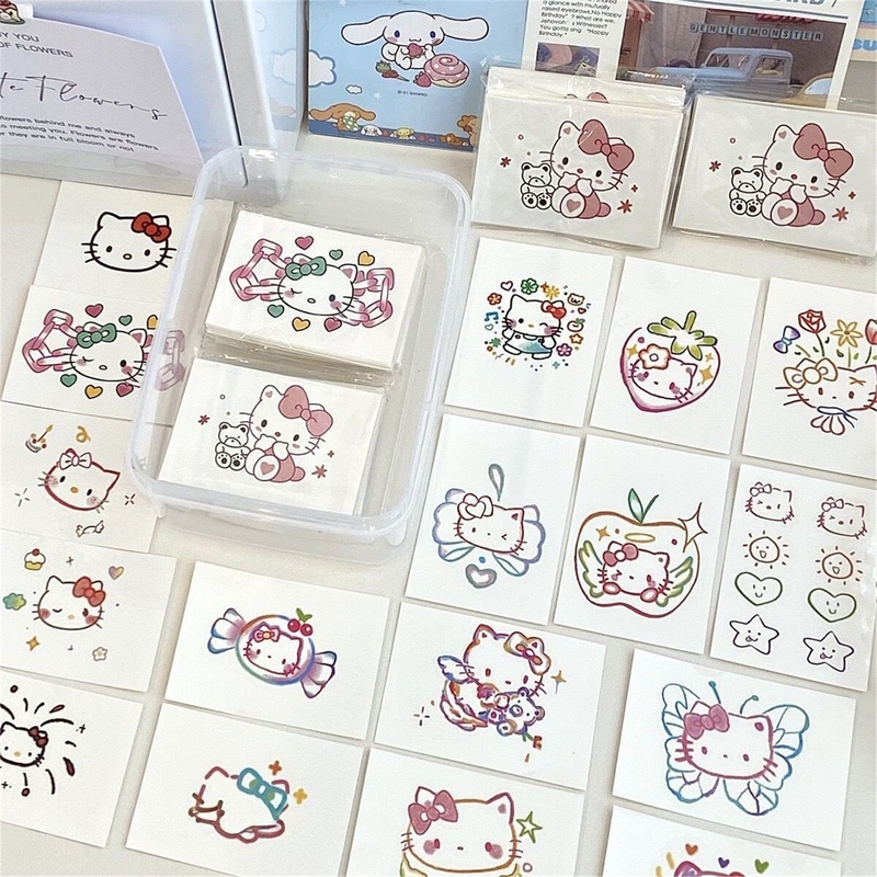 Creative Dopamine Colorful Kitty Cat Tattoo Waterproof Long-Lasting Realistic Cartoon Cute Student Washable Sticker DIY