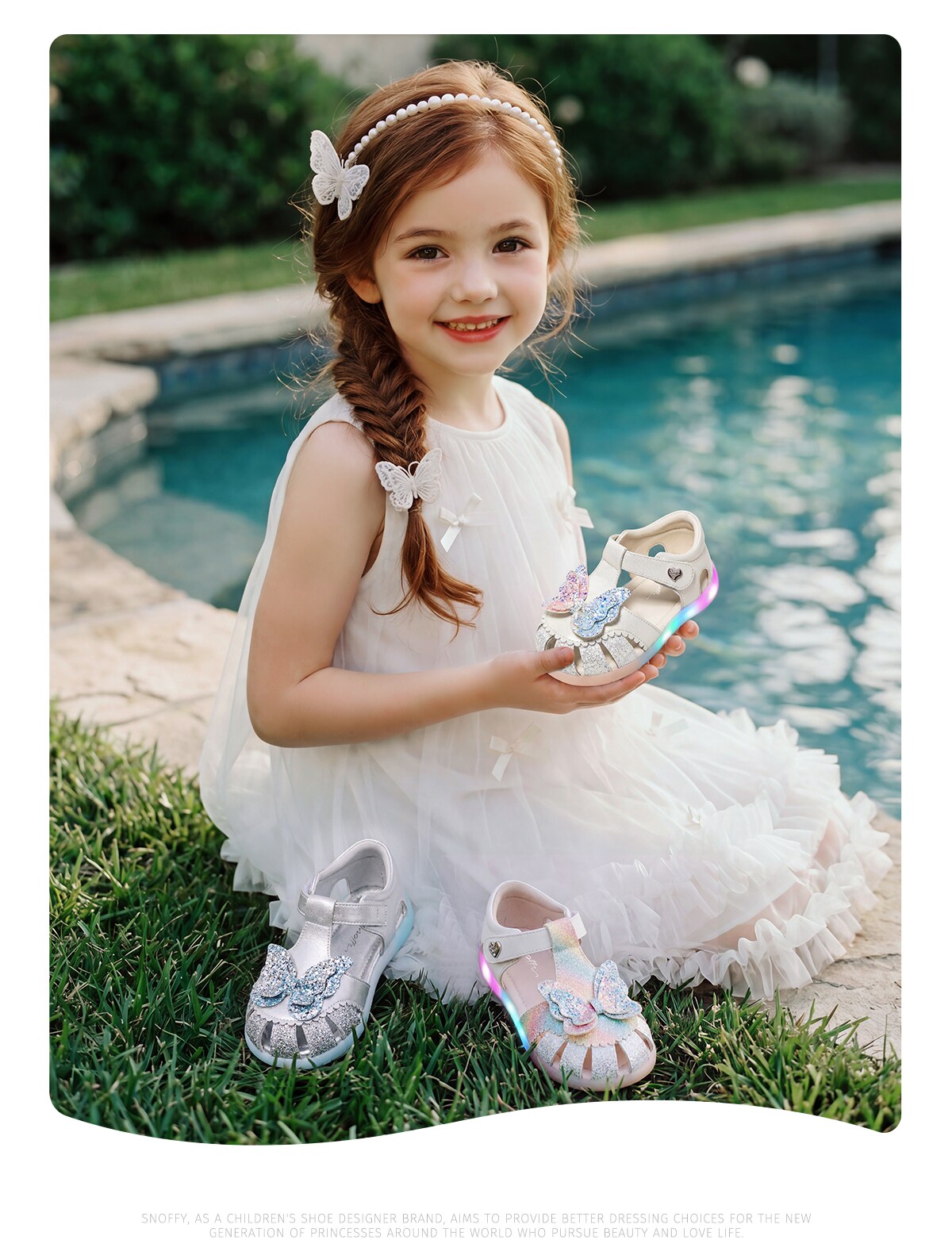 Flashing Light Shoes | Snuffy Girls' Sandals Summer New Style Children's Soft Sole Non-Slip Princess Baby Closed-Toe Sandals — 8