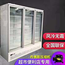 Air-cooled glass door display cabinet large-capacity luxury beer beverage refrigerator frozen meat chicken fish seafood freezer