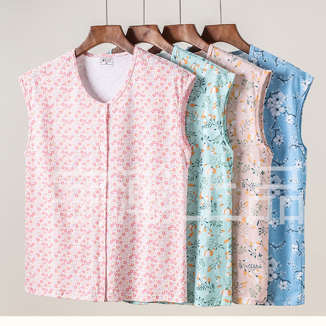 Pure Cotton Button-Up Vest for Middle-Aged and Elderly Women, Large Size Cardigan, Sleeveless, Summer Loose Fit, All-Cotton Floral Wide-Shoulder Cropped Tank Top Pure Cotton Button-Up Vest for Middle-Aged and Elderly Women, Large Size Cardigan, Sleeveless, Summer Loose Fit, All-Cotton Floral Wide-Shoulder Cropped Tank Top