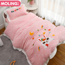 Baby coral velvet quilt cover autumn and winter thickened warm baby quilt childrens kindergarten quilt three-piece with core