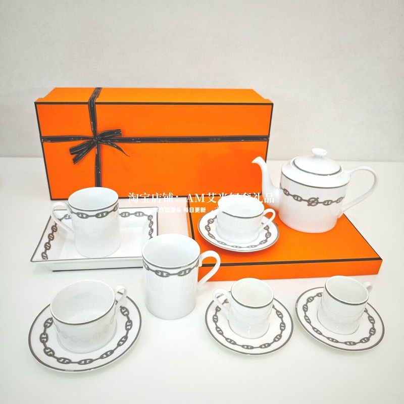 Chain Platinum Series Tableware Coffee Cup Saucer Pot Storage Tray Bone China Mug Home Afternoon Tea Hotel Display Plate