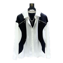 Boomer long manche homme de printemps et de saison dautomne chemise en vrac sensation de haut niveau petite courtepointe couleur bump personnalité couleur ruffled and handsome shirt