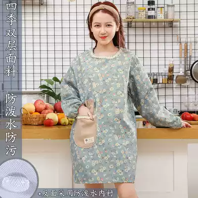 Apron kitchen waterproof and oil-proof household cute Japanese and Korean version of fashion cooking adult apron female with sleeves