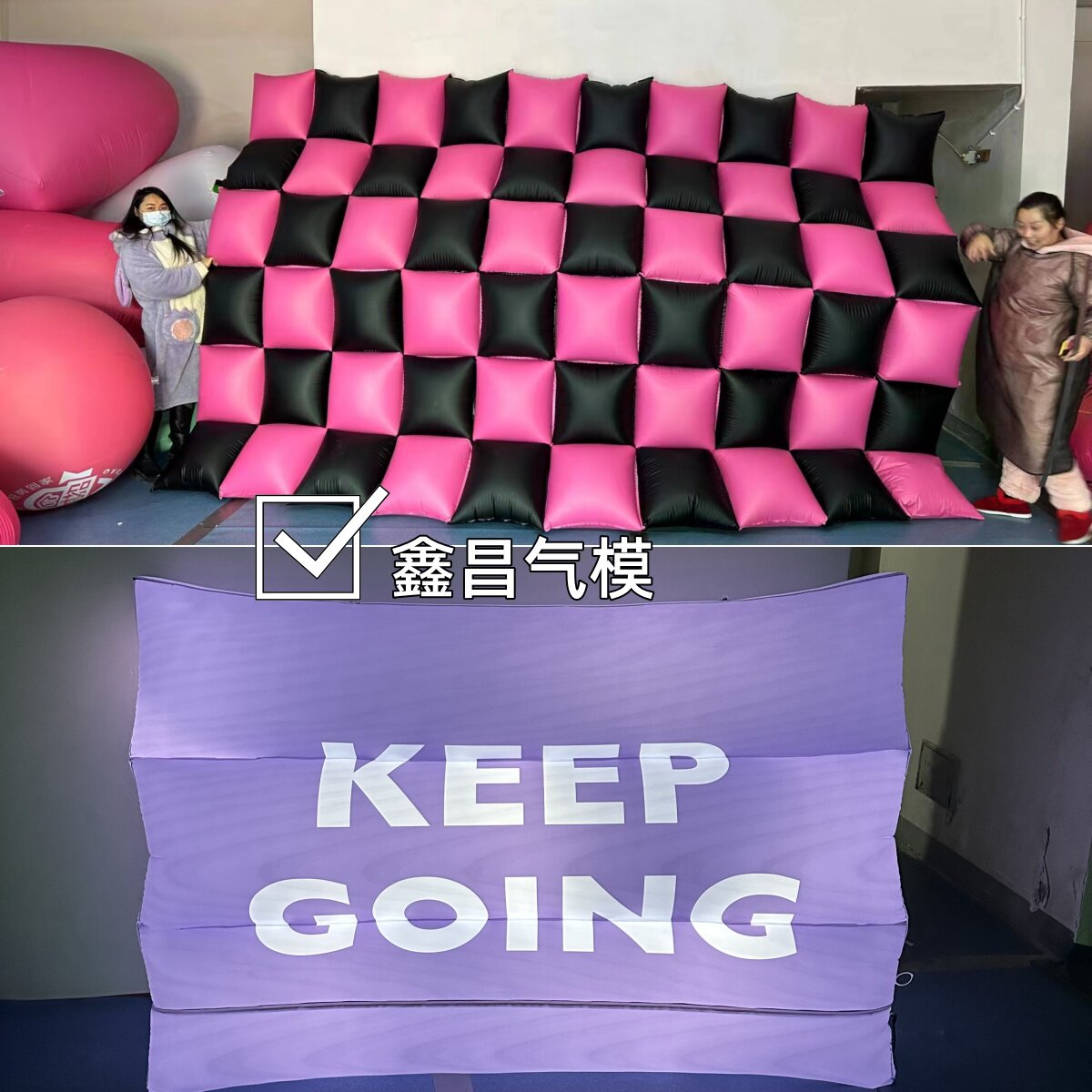 定制异形方块气模PVC充气抱枕美陈展示悬挂落地背景墙发光圆球云