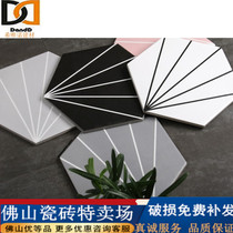 Nordic dandelion gray ray hexagonal tile toilet tile kitchen tile antique retro-piece filament tile