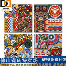 Indian thangka parquet flower tiles 300 retro flower tiles antique living room bathroom wall and floor tiles