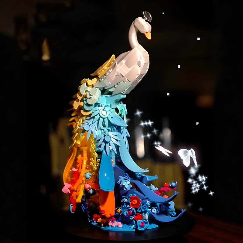 Chinese Building Blocks with Flowers, Peacock and Swan Ornaments for Girls, Educational Assembled Toy Models, Immortal Flower Gifts for Girls Chinese Building Blocks with Flowers, Peacock and Swan Ornaments for Girls, Educational Assembled Toy Models, Immortal Flower Gifts for Girls