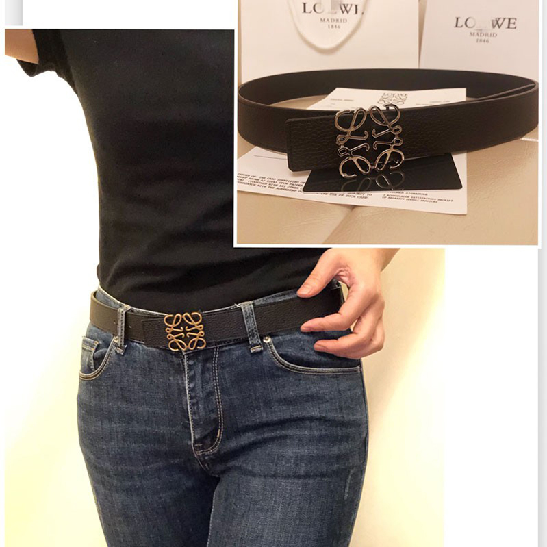 Bei Menggui double-sided ladies' top layer cowhide with denim casual all-match pure copper buckle ins wind pants belt women's belt