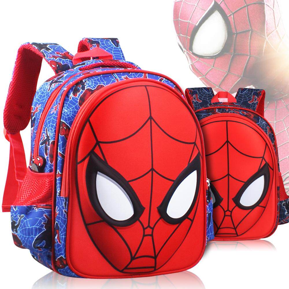 Spider man cartoon 3D bag kindergarten boy 3-6 years old pupil 1-5 grade waterproof wear and light