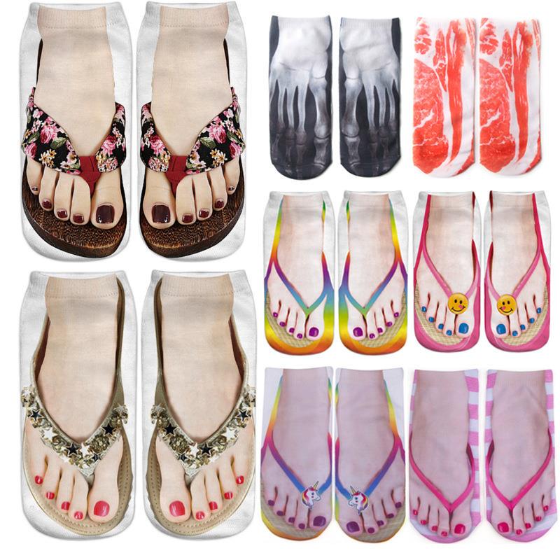 Flip-Flop Socks with Quirky 3D Prints, Creative and Funny Style, Interesting Couple Socks, Internet-Famous Super Popular Mid-Calf Socks Flip-Flop Socks with Quirky 3D Prints, Creative and Funny Style, Interesting Couple Socks, Internet-Famous Super Popular Mid-Calf Socks