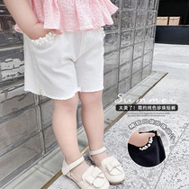 2021 New girls breathable elastic bead bead pocket with small childrens baby shorts