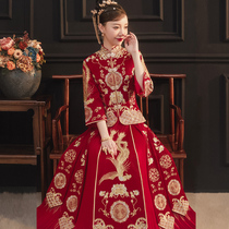 Xiuhe clothing bride 2021 new summer wedding dress Chinese wedding dress dragon and phoenix coat wedding dress thin grass female