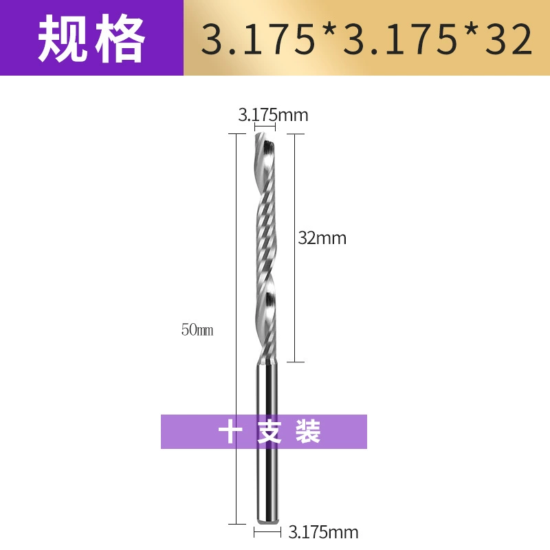 dao cắt mica cnc Chắc Chắn Mũi Khoan 3.175 Mm Đơn Edge Xoắn Ốc Xay Acrylic Khắc Dao Quảng Cáo PVC Cắt Máy Tính Máy Khắc Công Cụ dao cat cnc dao cắt mica cnc Dao CNC