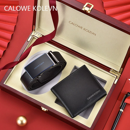 Ремень, бумажник, подарочная коробка, автоматический комплект, пряжка, штаны, из натуральной кожи, подарок на день рождения