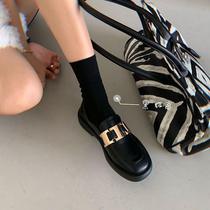 Hong Kong retro 100 lap Inn wind small leather shoes women 2023 fall new college wind jk single shoe flat-bottomed Lefoe shoes