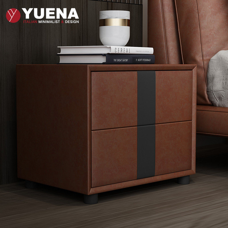 Nordic simple modern ins net red style light luxury bedroom simple locker leather art bedside table bedroom locker