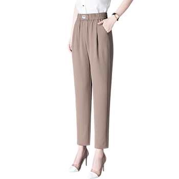 ກາງເກງຜ້າແພ harem ຜ້າໄຫມ ice silk harem for women summer thin 2026 new nine-point casual women's pants small-waisted mom pants