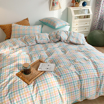 Teenage Girl Hearts All-cotton Bed Four Pieces Of Pure Cotton 100 Summer Naked Sleeping Ins Bed Linen Quilt student Dormitory Three sets