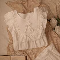 Very Expensive Fabric Day Ensemble Palace Retro Sweet Beauty Pure Cotton Pyjamas Women Summer Short Sleeve Shorts Home Clothing