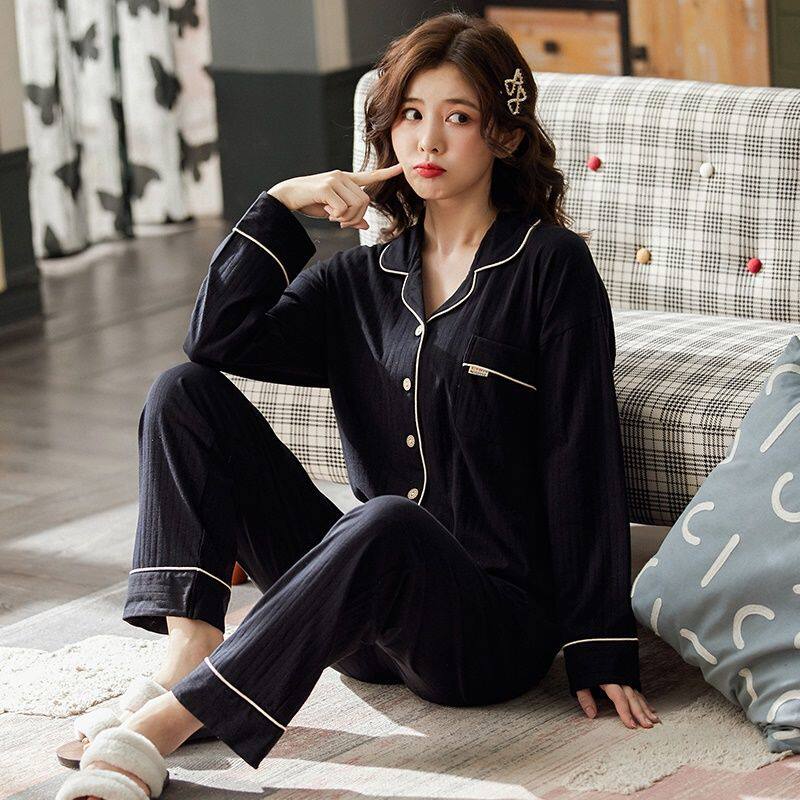 Day-of-the-head sleeveless sleepwear women's spring autumn 2020 new minimalist pure cotton large size easy to suit two-piece suit