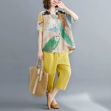 Летняя одежда для пожилых людей для матери, комплект, для среднего возраста, большой размер, из хлопка и льна, в западном стиле