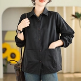 Осенняя рубашка для матери, для среднего возраста, большой размер, в западном стиле