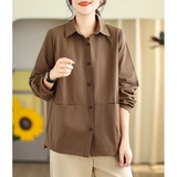 Осенняя рубашка для матери, для среднего возраста, большой размер, в западном стиле