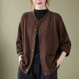 Однотонный кардиган для отдыха, куртка для матери, для среднего возраста, 2024 года, в корейском стиле, большой размер, в западном стиле