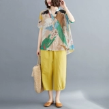 Летняя одежда для пожилых людей для матери, комплект, для среднего возраста, большой размер, из хлопка и льна, в западном стиле