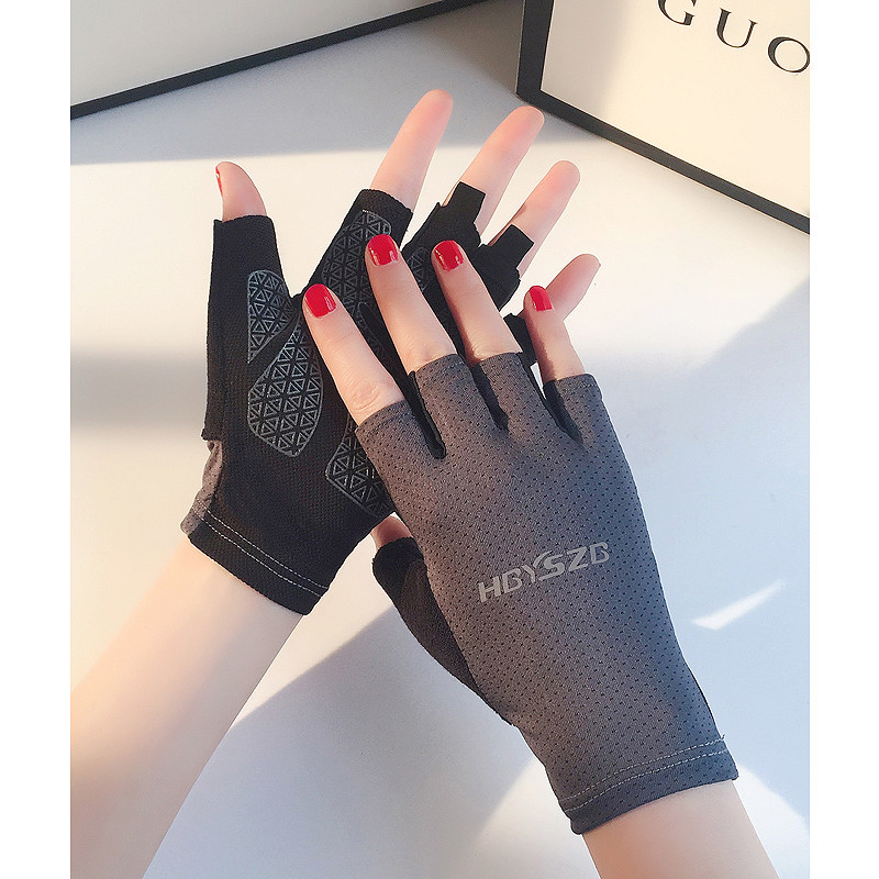 Half Finger Gloves Women's Thin Section Summer Sun Protection Riding Sports Fitness Instruments Dumbbells Anti Slip Bike Yoga Breathable Man-Taobao