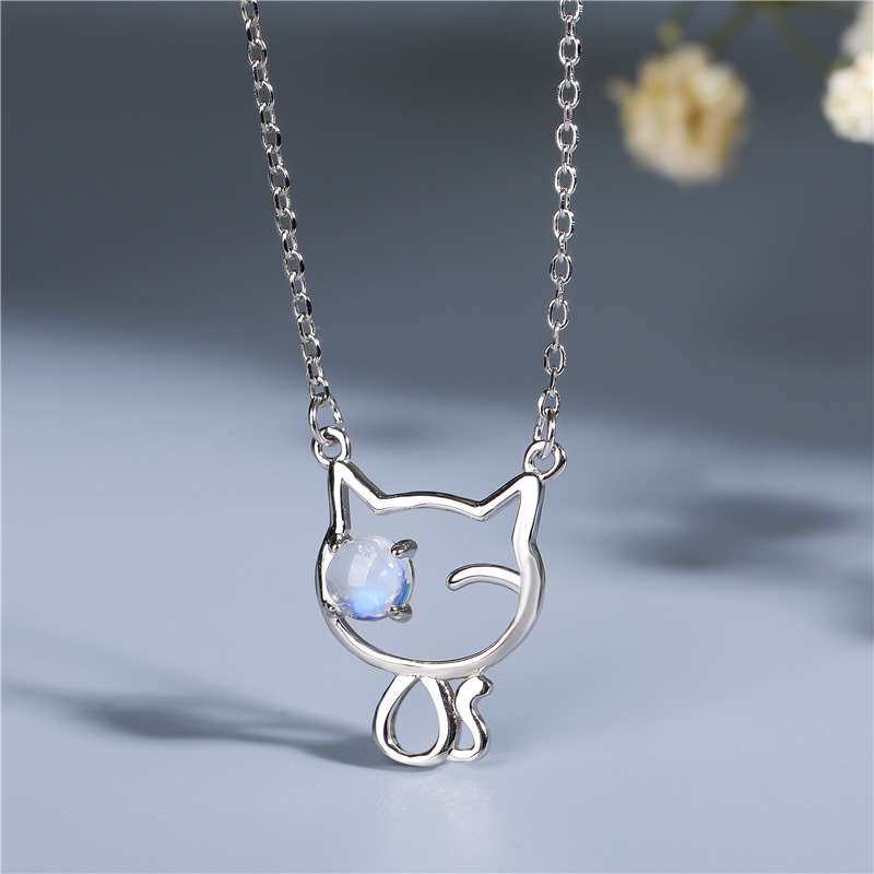 Sterling Silver Moonstone Necklace S925 Crystal Pendant - Taobao product photo 8