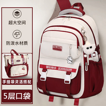 Burden-reducing schoolbag for female junior high school students spine protection large capacity high school students new primary school students fifth and sixth grade pet backpacks