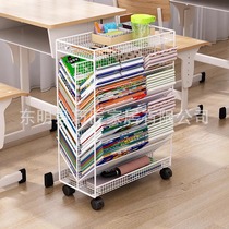 Large-capacity bookshelf mobile multi-layer iron storage rack with wheels floor-standing book storage rack desk bookshelf