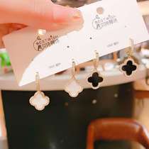 Gold-plated Micro-inlaid Zircon Four-leaf Flower Ear Buckle