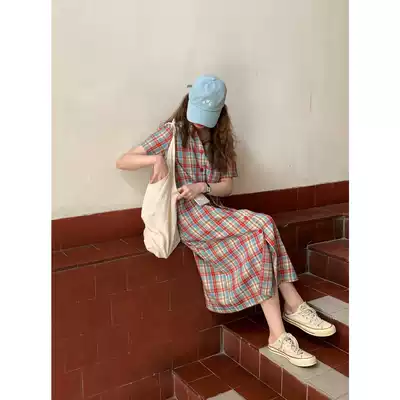 2021 spring new Korean Medium-length dress slim waist skirt casual Super Berry dress girl tide