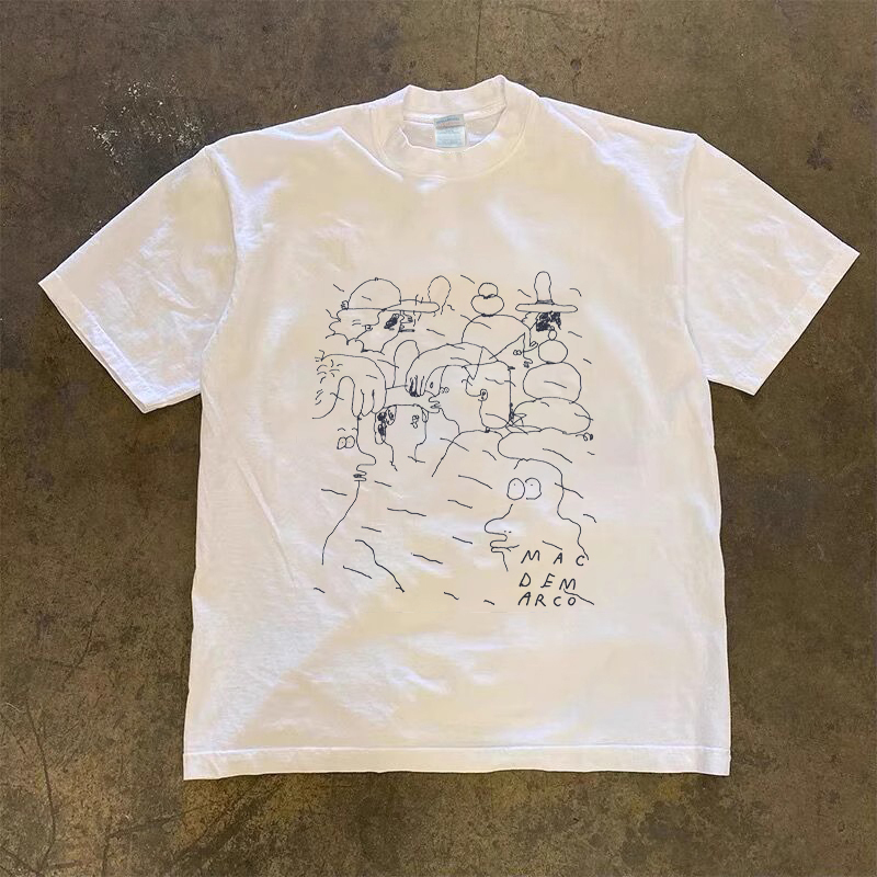 Mac Demarco Scribbled Abstract Hand-Drawn Crowd Sketch Print Everyday Basic Versatile Couple Style Short-Sleeve T-Shirt Mac Demarco Scribbled Abstract Hand-Drawn Crowd Sketch Print Everyday Basic Versatile Couple Style Short-Sleeve T-Shirt