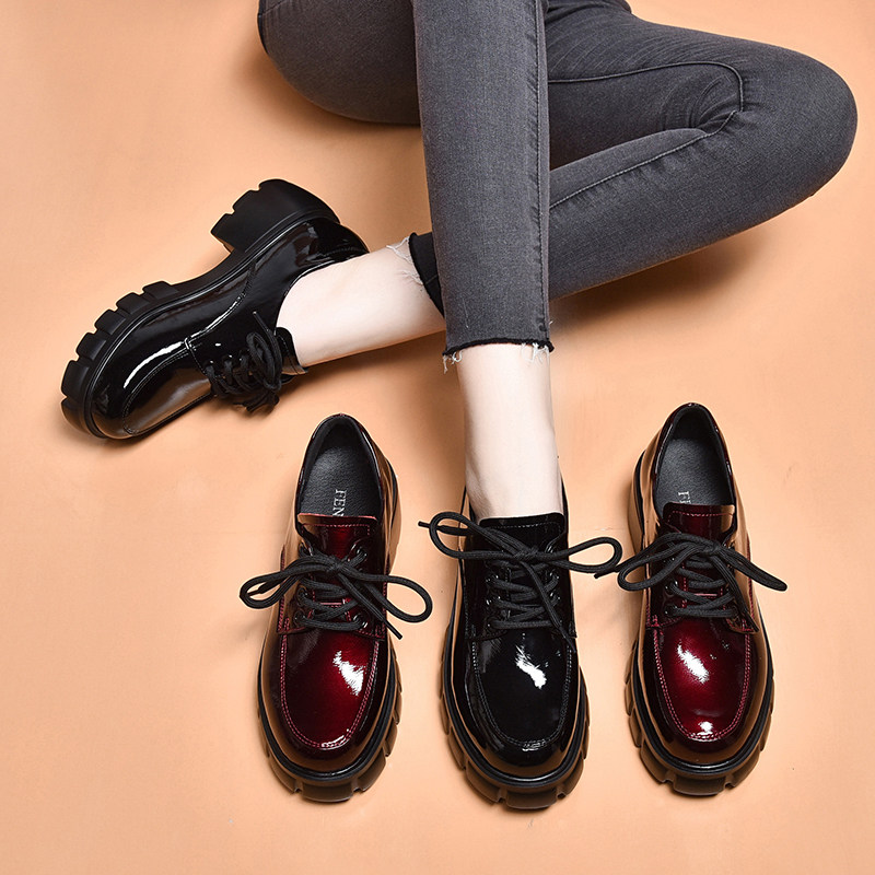 Women's shoes new 2023 hot style leather shoes women's spring and autumn loafers thick-soled platform shoes genuine leather British style patent leather shoes