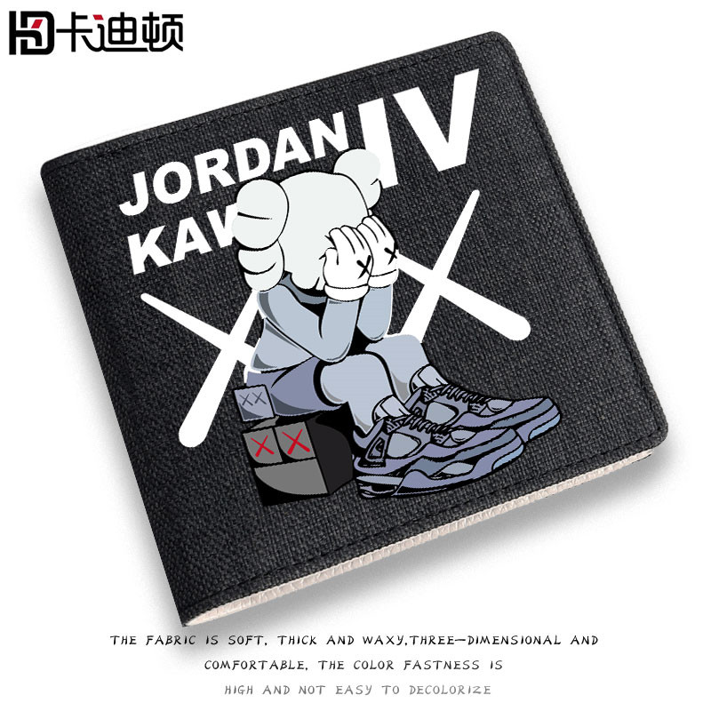 Carditon kaws joint fashion trendy brand student wallet men's canvas personality hip-hop short youth wallet