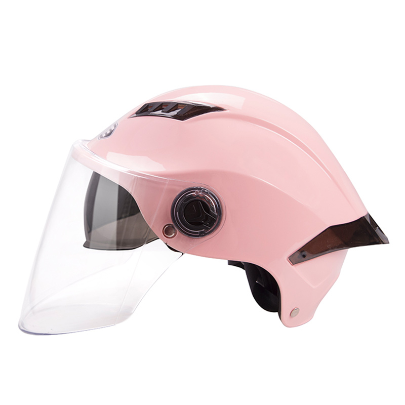Double lens electric vehicle helmet battery electric bicycle anti-fall helmet light half helmet men and women for four seasons