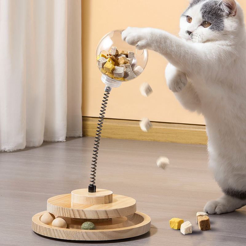 Kittens Leaky Toys Teasing Cat Baseball Kitty Self-Hi-Stifling God Instrumental Cat Food Freeze-feeding Feeder Rocking-Taobao