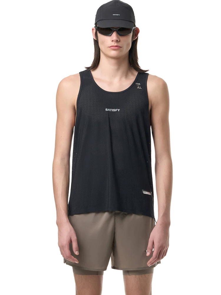 SATISFY Space Singlet безрукавник спортивная майка дышащая сетка с принтом буквы