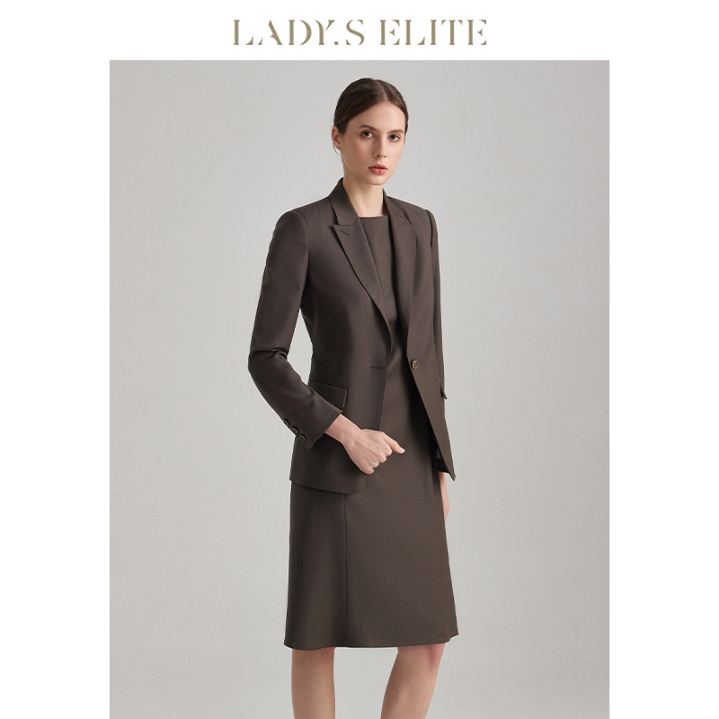 Ladyselite【Brown Paper Skirt】Cocoa Brown Wool Blend Skirt Women's 2026 Sleeveless Dress