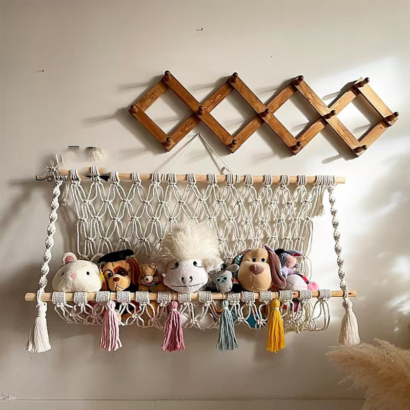 Hand-Woven Tapestry Storage Net Bag, Guesthouse Living Room Wall Hanging, Bedroom Wall Decoration, Room Decoration Wall Hanging