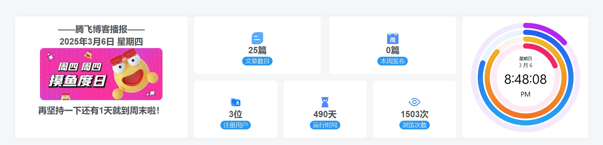 子比主题 – 首页底部统计小工具