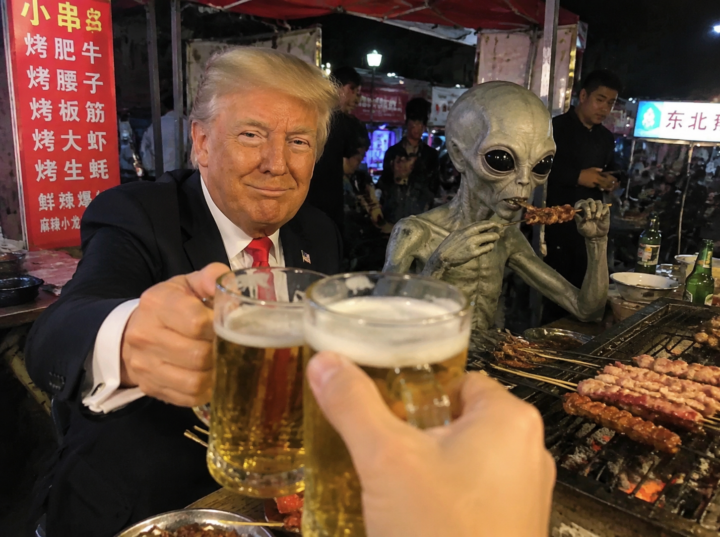 川普吃烧烤