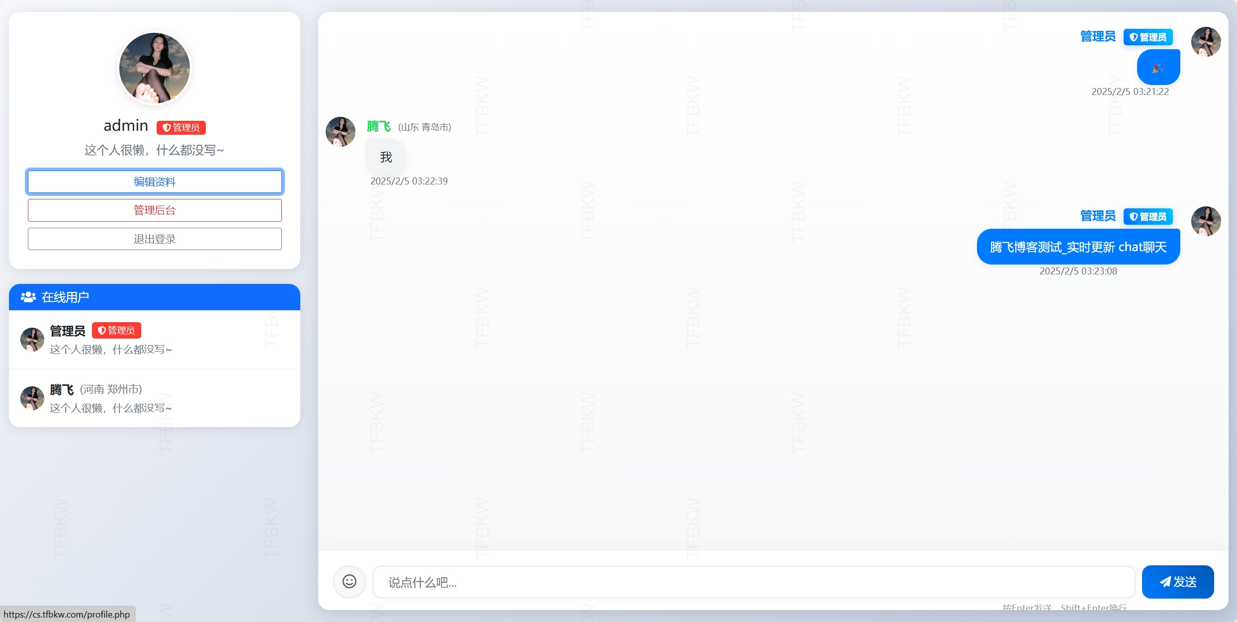 PHP实现在线聊天系统 - 支持多人同时聊天 - 腾飞博客